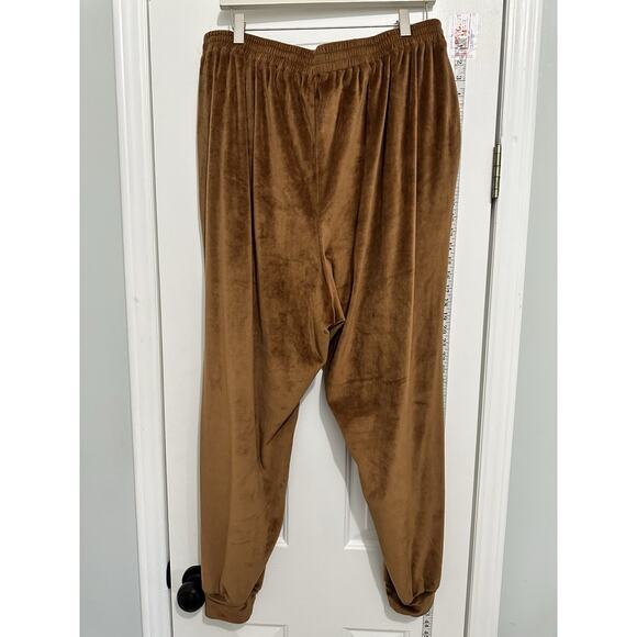 Skims Velour Jogger Pants Loungewear Brown Copper Camel Size 3x Pockets Track - Picture 7 of 8